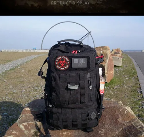 Miniatura 6 de U-LIAN Zombie Outbreak Response Team Biohazard Morale - Parche táctico bordado con gancho y bucle (negro+rojo)