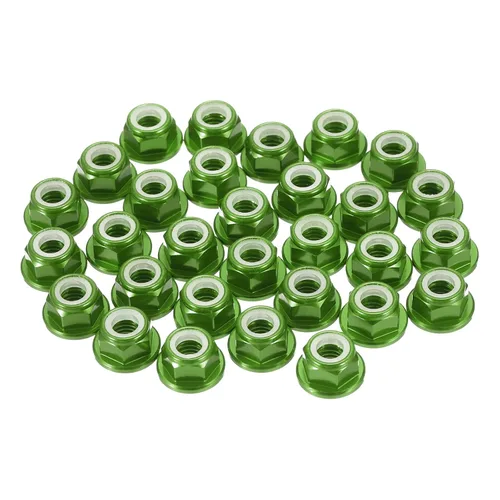 Miniatura 20 de MECCANIXITY 30 piezas de tuercas de bloqueo de aleación de aluminio M5 con paso de 0.8 mm, tuercas hexagonales con brida de nylon con rosca dentada