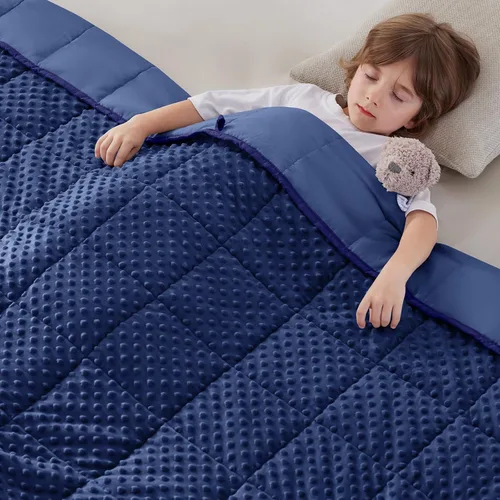 Miniatura 50 de anfie - Manta con peso para niños (40 x 60 pulgadas, 7 lb), manta refrescante para dormir, tamaño de manta ligera, transpirable, con cuentas de Gris