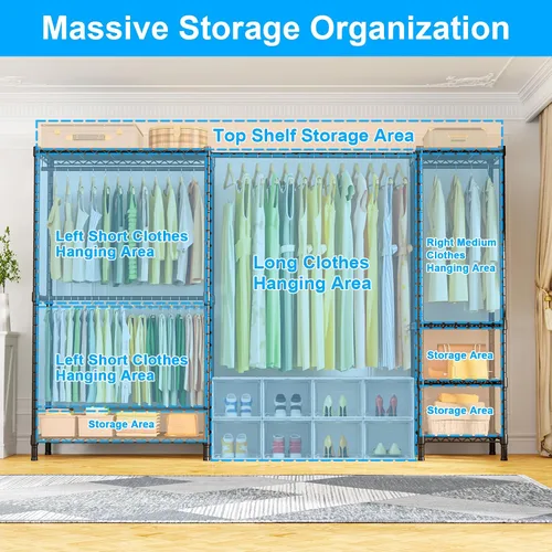 Miniatura 4 de Ulif Perchero E10 (Con Barra Colgante Extensible) Percheros Independientes para Colgar Ropa, Sistema Organizador de Armario Ajustable, Perchero