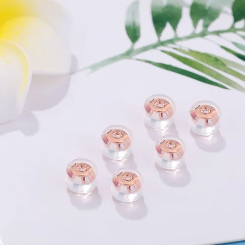 Miniatura 9 de Respaldos de Aretes de Oro de 18K con Cierre Seguro para Pendientes, Respaldos de Silicona de Repuesto para Pendientes/Orejas Caídas, Respaldos