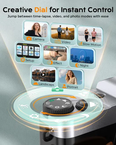 Miniatura 6 de Cámara digital 4K para enfoque automático de fotografía, cámara de vlogging WiFi de 64MP para YouTube con pantalla abatible de 180° de 3 pulgadas