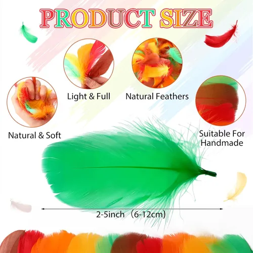 Miniatura 2 de Maysing 500 plumas de pavo coloridas para Acción de Gracias, 2 a 5 pulgadas, plumas de colores para otoño, Acción de Gracias, vacaciones