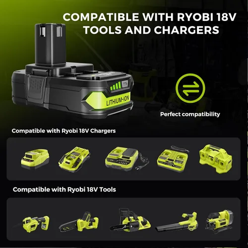 Miniatura 3 de Paquete de 2 baterías de repuesto de 18 V 3.5 Ah para batería Ryobi de 18 V, compatible con herramientas eléctricas y cargadores Ryobi One+