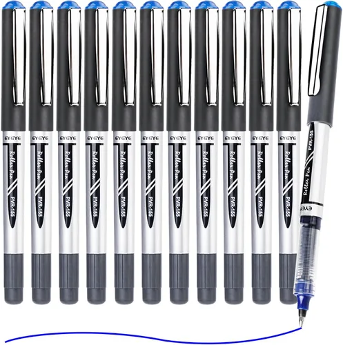 Miniatura 2 de EYEYE Bolígrafos azules de 0.028 in, paquete de 12 bolígrafos de punta media de secado rápido, bolígrafos de tinta líquida, bolígrafo de escritura