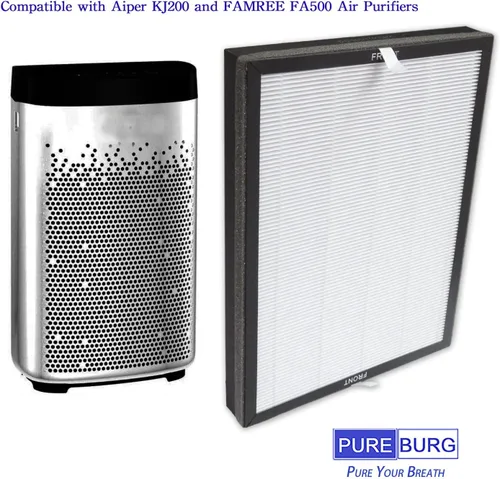 Miniatura 2 de PUREBURG Filtros de repuesto compatibles con purificadores de aire Aiper KJ200 y FAMREE FA500, H13 True HEPA y filtración multicapa de carbón