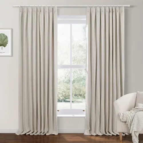 Miniatura 10 de ChadMade Pinch - Cortina plisada de lino sintético de 26 x 63 pulgadas, opaca con aislamiento térmico, 1 panel, cortina neutra de ahorro de energía