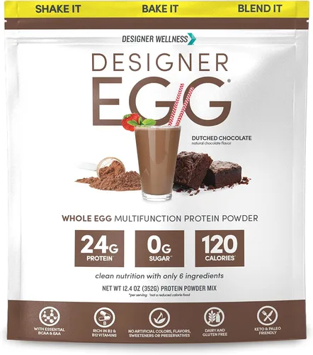 Miniatura 9 de Designer Wellness, Designer Egg, proteína en polvo natural de yema de huevo y clara de huevo, apto para dieta keto y paleo, bajo en calorías, menos