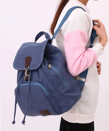 Miniatura 2 de go-done Mochila para mujer, Azul oscuro, Cordón, moda