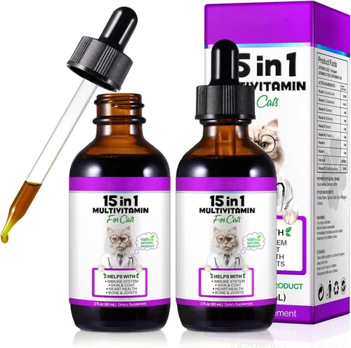 Miniatura 12 de Multivitamínico para gatos, 15 en 1, vitaminas para gatos, suplementos líquidos para la salud del corazón, huesos, articulaciones, piel y pelaje