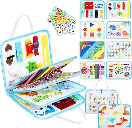 Miniatura 15 de Esjay Tablero de Actividades para Niños Pequeños Juguetes Montessori para Niños, Libro Sensorial Actividades Educativas para Aprender Habilidades