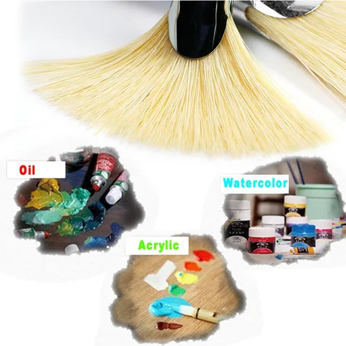 Miniatura 4 de Amagic Juego de 6 pinceles de abanico – Cerda de cerdo natural – Pinceles suaves anti-desprendimiento para pintura al óleo de acuarela acrílica
