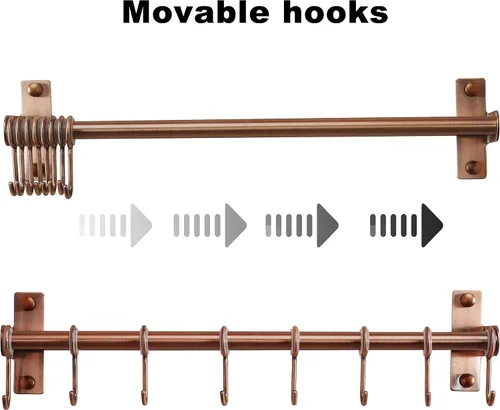 Miniatura 7 de Dseap Soporte Colgador para Utensilios de Cocina, Estante de Pared para Ollas y Sartenes, Riel de Cocina con 8 Ganchos para Colgar Utensilios