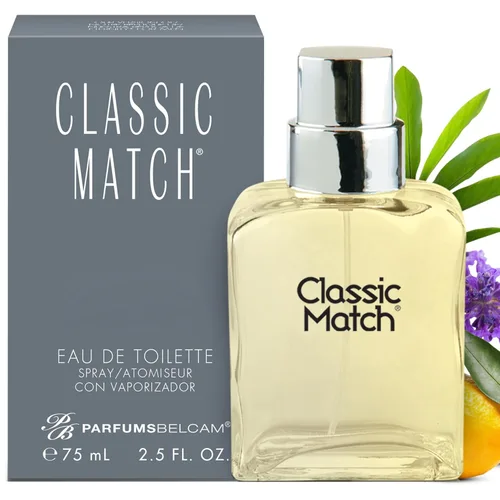 PB ParfumsBelcam Classic Match CM Eau De Toilette Spray, fragancia fresca y elegante para hombres, notas amaderadas y florales, aroma duradero,