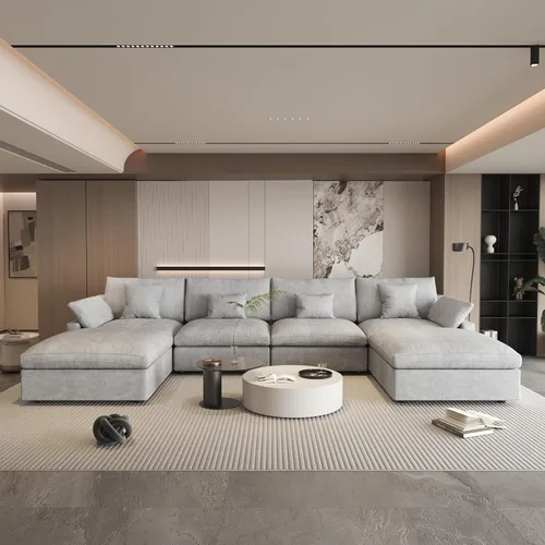 Miniatura 50 de WJShome Sofá Seccional Cloud Couch de 83 pulgadas para sala de estar, sofá seccional modular relleno de plumón, sofás en forma de L con otomana