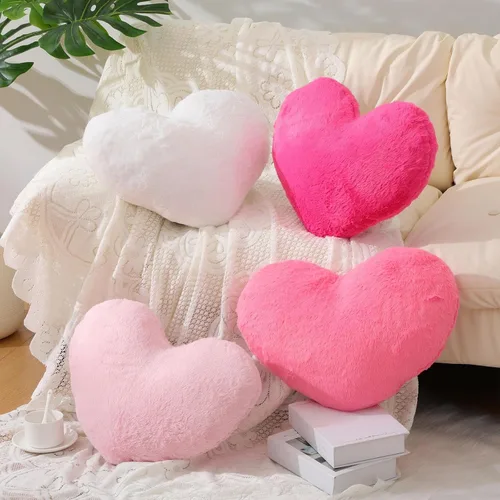Miniatura 5 de Remerry 4 almohadas de corazón, almohadas de San Valentín, almohada decorativa para dormitorio, cama, sofá, fiesta de pijamas para niños y niñas