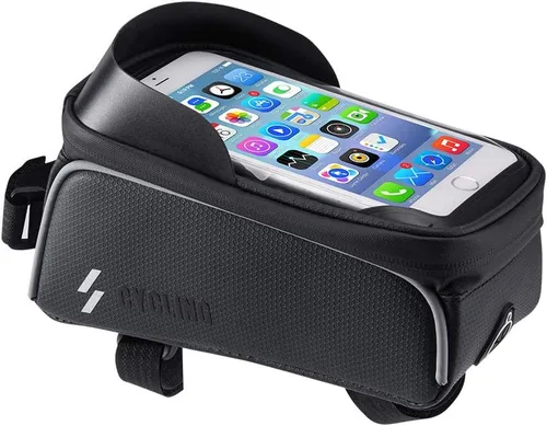 Miniatura 9 de Bolsa de marco de bicicleta, soporte para teléfono de bicicleta, bolsa impermeable para manillar de bicicleta, bolsa de tubo frontal superior