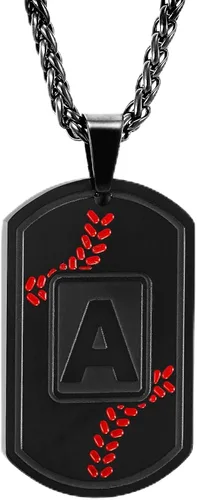 Miniatura 52 de Fervia Graduation Gifts - Baseball Initial Necklace for Men Dog Tag Stainless Steel Letter Pendant Sport Baseball Athletes Jewelry Christmas