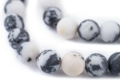 Miniatura 28 de The Bead Chest Cuentas de Jade Blanco Mate Redondas (8mm): Piedra Preciosa Orgánica Redonda Esférica de Energía con Poder de Sanación para Hacer
