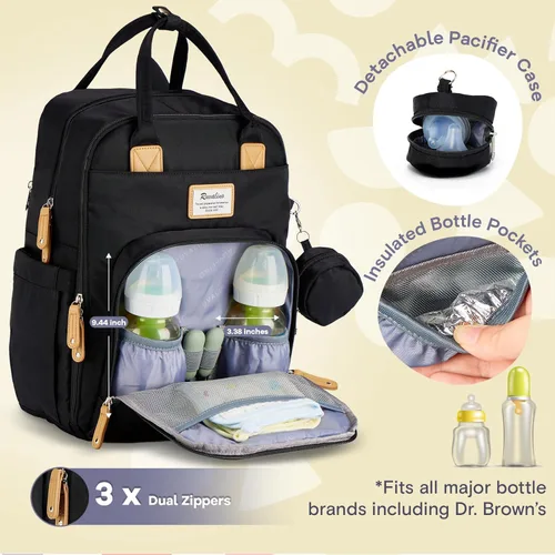 Miniatura 4 de RUVALINO Mochila para Pañales - Bolsa de Bebé Expandible con hasta 50% Más de Capacidad - Bolsa de Artículos Esenciales para Bebé con Cambiador