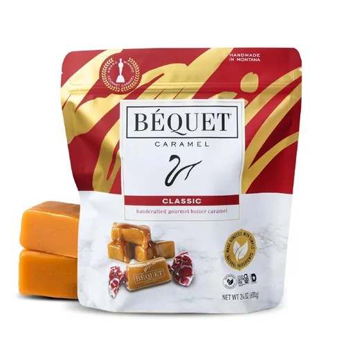 Miniatura 13 de Béquet Caramel - Clásico - Caramelo envuelto individualmente - Caramelo gourmet - Hecho en Montana - Kosher (Estrella D) y sin gluten - Bolsa