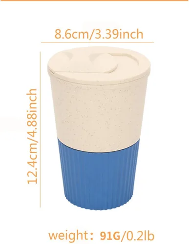 Miniatura 35 de Taza de café sellada con paja de trigo, taza de plástico portátil creativa, taza de alimentos de alto valor que acompaña a beber 16.9 fl oz/17 oz