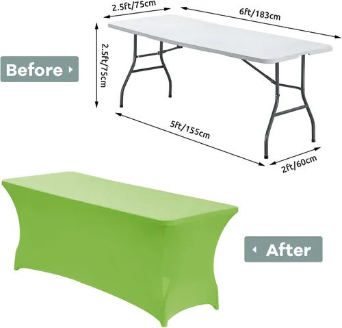 Miniatura 3 de CWK - Funda de mesa de elastano elástica para mesas plegables rectangulares, resistente a las arrugas, elástico y protector de mantel de patio
