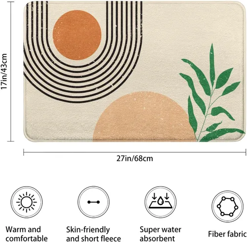 Miniatura 2 de Alfombra Tapete de Baño Abstracta Boho de Mediados de Siglo - Alfombra de Baño de Goma Antideslizante Absorbente Suave para Bañera Ducha Lavabos