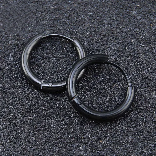 Miniatura 6 de SIEYEAY Aretes para hombre, aretes para hombre, aretes negros de acero inoxidable para hombres y mujeres, juego de aretes geniales para hombres