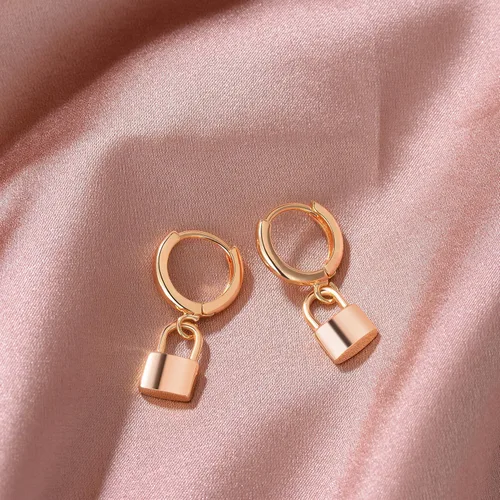 Miniatura 6 de VACRONA - Aretes tipo arracadas para mujer, chapados en oro de 14 quilates, diseño de aro de arracada