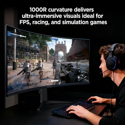 Miniatura 6 de KOORUI Monitor de juegos curvo ultraancho WQHD 3440×1440 de 34 pulgadas, 180Hz 1000R- PIP/PBP, 1ms(MPRT), HDR400, DCI-P3 95%, FreeSync Premium, 1 x