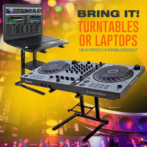 Miniatura 9 de AXA AXCESSABLES Soporte para portátil DJ con bolsa de viaje Soporte portátil plegable de aluminio para portátiles de hasta 15 pulgadas y 20 libras