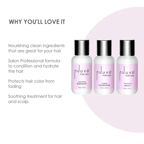 Miniatura 4 de Nuuvo Haircare - Juego de trío de viaje, champú y acondicionador sin sulfato + suero para el cabello, 6 onzas, fórmula derivada de plantas