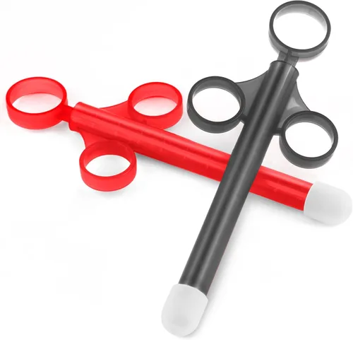 Jeringas aplicadoras de lubricante lubricante, disparador de tubo lubricante con tapa redondeada lisa para hombres, mujeres y parejas, rojo y gris