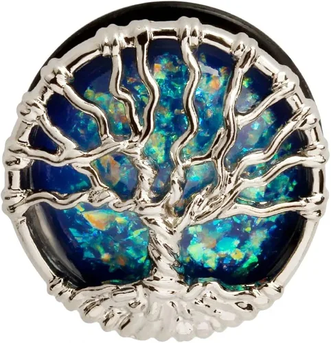 Miniatura 2 de KUBOOZ expansores para oreja, planeta azul y árbol plateado, túneles para perforación