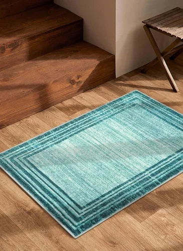 Miniatura 114 de Alfombra de pasillo moderna abstracta Lahome, alfombra lavable turquesa de 2 x 6 pulgadas para entrada, alfombra antideslizante de bajo pelo