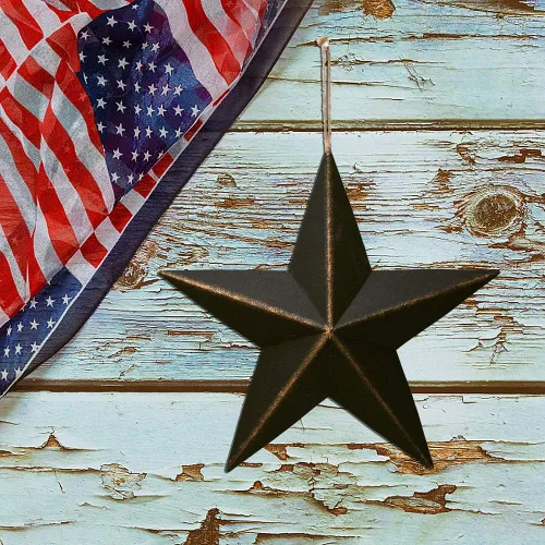 Miniatura 3 de Decoración de pared de metal de granero con estrellas patrióticas en 3D, decoración americana del 4 de julio (negro)