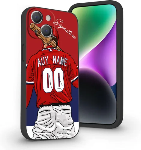 Miniatura 32 de Estuche de Béisbol Personalizado con Nombre y Número de Liquid Silicone para iPhone 17 Air 16 15 Pro Max 14 13 Mini 12 11 Xs Xr SE3 8 7 6 Plus