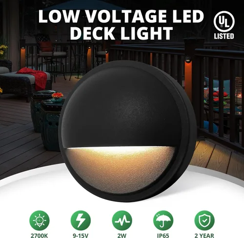 Miniatura 2 de GKOLED Luces LED de Cubierta de Bajo Voltaje, Luz de Barandilla de Escalón de Paisaje con Chips LED Integrados de 2W, Accesorios de Iluminación