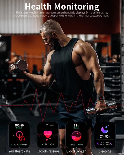 Miniatura 4 de Reloj inteligente militar para hombre (respuesta/hacer llamadas), reloj inteligente AMOLED de 1.96 pulgadas para exteriores con brújula/frecuencia