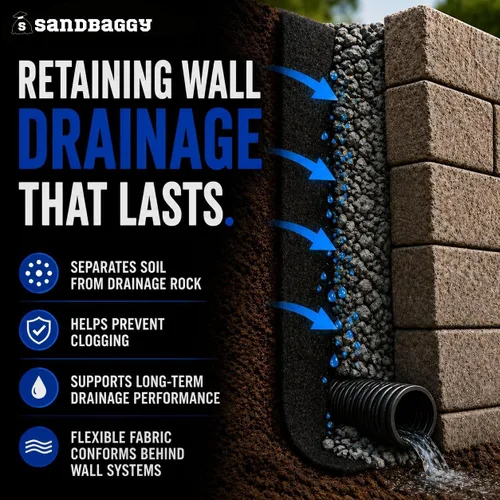 Miniatura 4 de Sandbaggy Tela geotextil no tejida de 8 onzas para paisaje, fabricada en Estados Unidos, tela de grado industrial con protección UV de 50 años