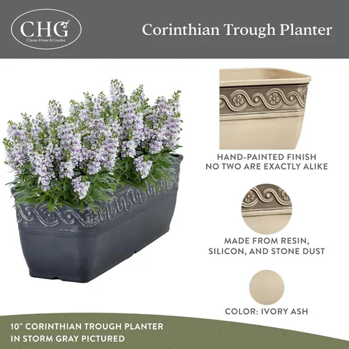 Miniatura 2 de Classic Home and Garden Jardinera Corinthian Trough, 10", Bronce