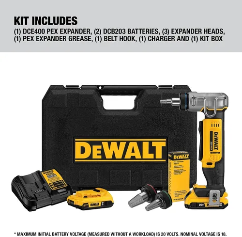 Miniatura 4 de DEWALT Kit de herramienta expandidor PEX 20V MAX*, 1 pulgada (DCE400D2)