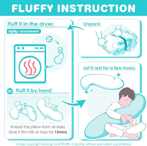 Miniatura 6 de BYRIVER Almohada de Contorno de 35" de Enfriamiento Linda para Niños Niñas Niños, Almohada de Abrazo para Dormir, Funda de Almohada de Dinosaurio