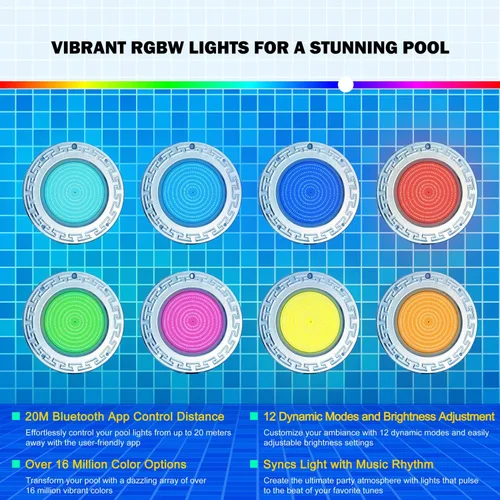 Miniatura 3 de Luces de piscina para piscina enterrada, luz LED grande de 10 pulgadas para piscina enterrada multicolor con cable de 50 pies para nicho húmedo