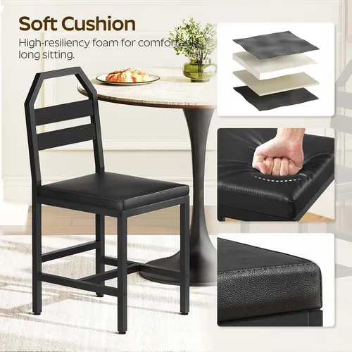 Miniatura 4 de YATINEY CY02L4BB - Sillas de comedor, sillas de cocina con soporte trasero, asiento tapizado y patas de metal, para cocina, sala de estar