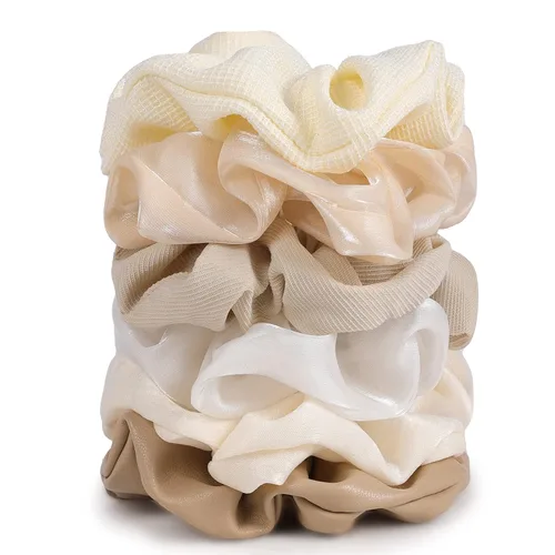 Miniatura 10 de Coleteros Difusos Fuzzy Scrunchies 8 PCS Ligas Negras para el Cabello Lindas Bandas para el Cabello con Piel de Conejo Sintética Ligas Elásticas