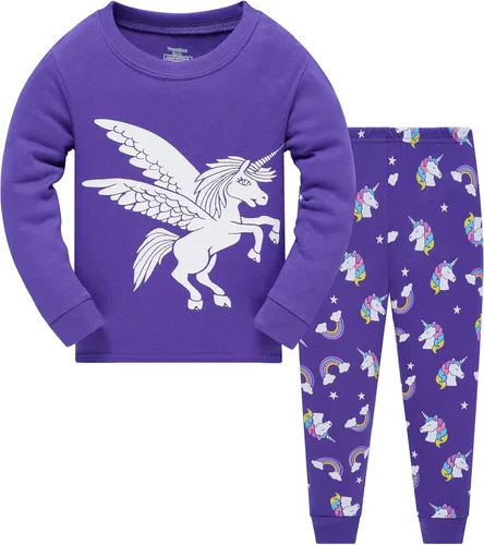Miniatura 9 de Popshion Pijamas de sirena para niñas pequeñas, juego de 2 piezas, ropa de dormir 100% algodón, ropa para niños, pijamas estilo mariquita