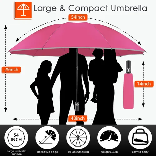 Miniatura 2 de Bodyguard Inverted Umbrella, Large Windproof Umbrellas for Rain & Sun, Compact Umbrella Reverse Umbrella with Reflective Stripe, Teflon Umbrella for