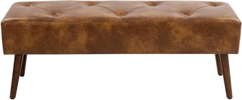 Miniatura 14 de Furniliving Banco de 44 Pulgadas para Dormitorio, Bancos Otomanos Tapizados con Tela Rayada y Tufting con Patas de Metal en Forma de X para Sala